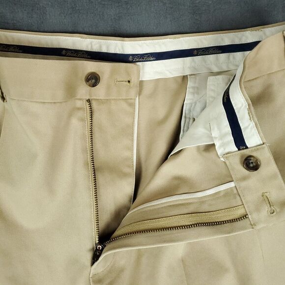 Brooks Brothers Pants Men's 36x32 Advantage Chino Elliot Beige Pleated Cuffed - Picture 7 of 14
